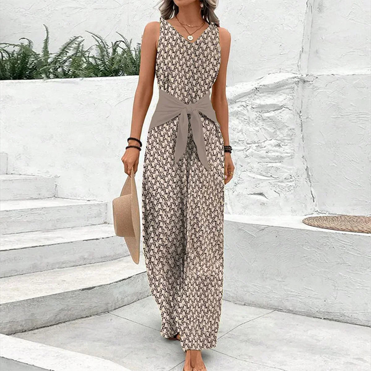 Eliana - Ärmelloser Jumpsuit Mit Rundhalsausschnitt